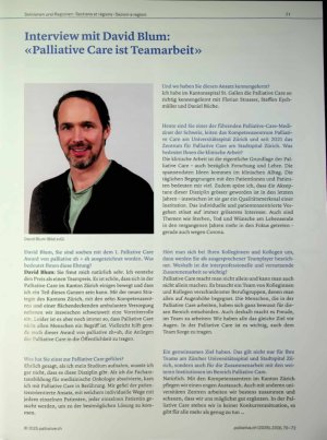 Vorschauseite 1: Interview mit David Blum: «Palliative Care ist Teamarbeit»