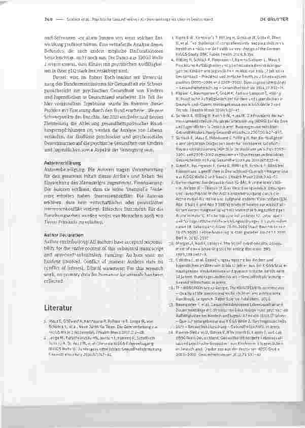Vorschauseite 5: Psychische Gesundheit von Kindern und Jugendlichen in Deutschland: Aktuelle Häufigkeiten und zeitliche Trends. Ergebnisse aus der KiGGS-Langzeitstudie
