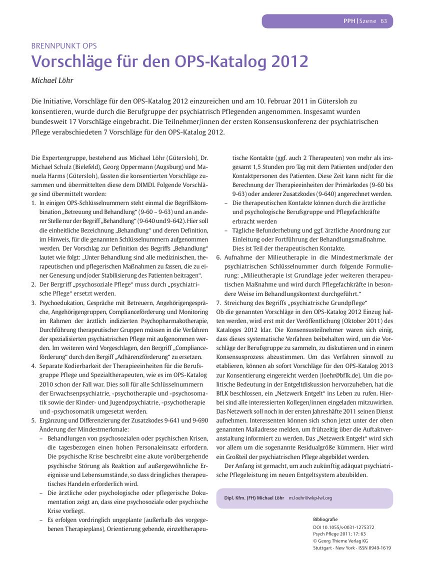 Vorschauseite 1: Vorschläge für den OPS-Katalog 2012