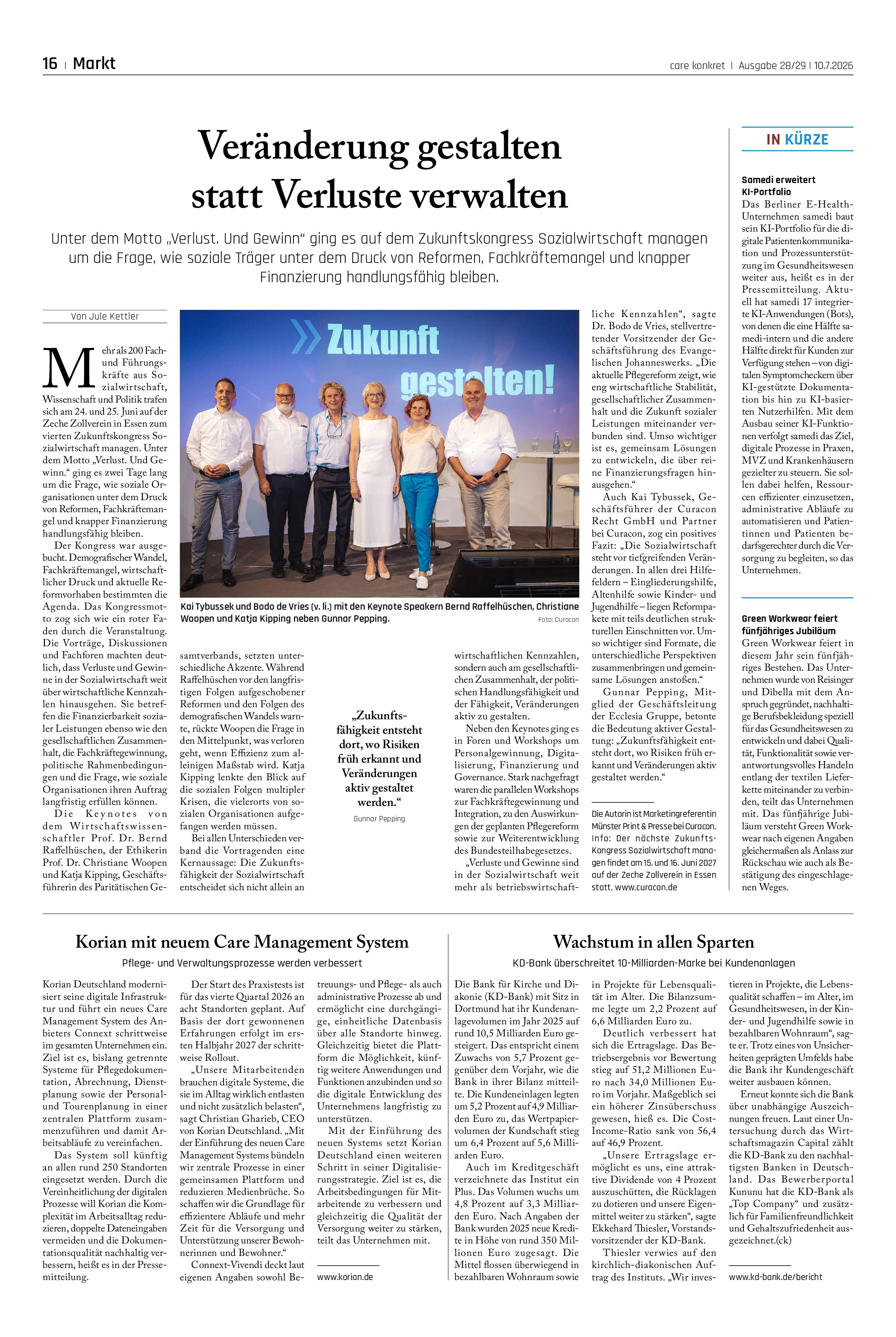 Vorschauseite 1: Veränderung gestalten statt Verluste verwalten