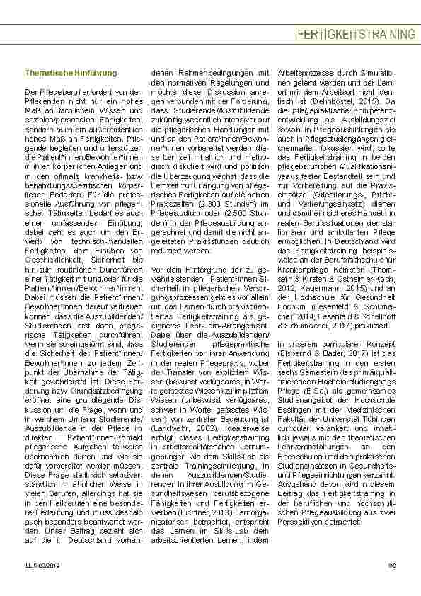 Vorschauseite 2: Fertigkeitstraining in der beruflichen und hochschulischen Pflegeausbildung