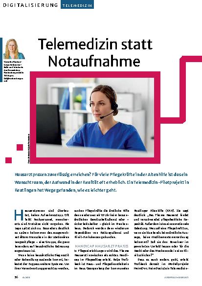Vorschauseite 1: Telemedizin statt Notaufnahme