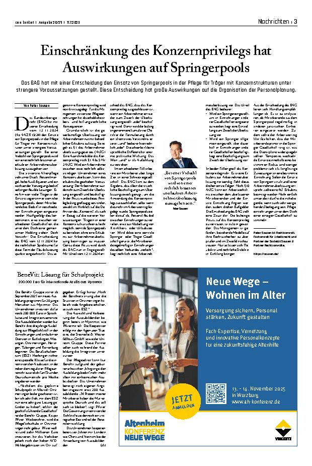 Vorschauseite 1: Einschränkung des Konzernprivilegs hat Auswirkungen auf Springerpools