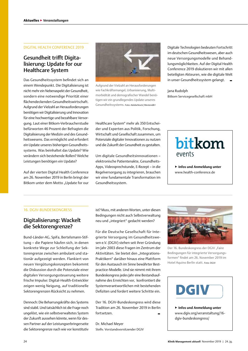Vorschauseite 1: 16. DGIV-Bundeskongress: Digitalisierung: Wackelt die Sektorengrenze?