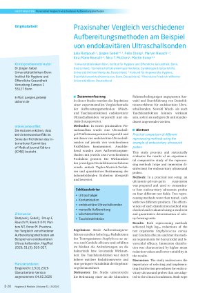 Vorschauseite 1: Praxisnaher Vergleich verschiedener Au! ereitungsmethoden am Beispiel von endokavitären Ultraschallsonden