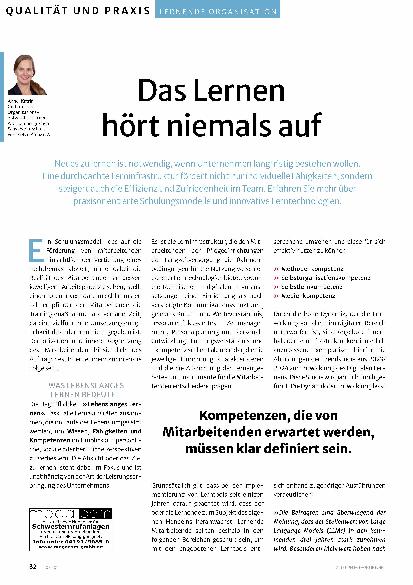 Vorschauseite 1: Das Lernen hört niemals auf.