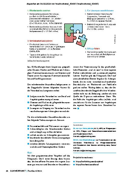 Vorschauseite 3: Doppelrolle von erwerbstätigen Gesundheitsfachpersonen als pflegende Angehörige im Vereinbarkeitsdiskurs