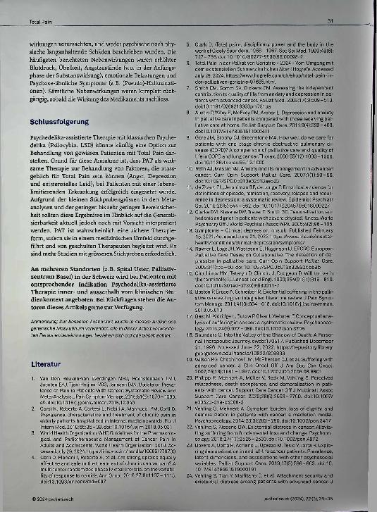 Vorschauseite 4: Psychedelika-assistierte Therapie bei Total Pain am Lebensende: Eine therapeutische Perspektive für die Zukunft?