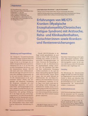 Vorschauseite 1: Erfahrungen von ME/CFS-Kranken (Myalgische Enzephalomyelitis/Chronisches Fatigue-Syndrom) mit Arztsuche, Rehaund Klinikaufenthalten, Gutachterinnen sowie Krankenund Rentenversiche…