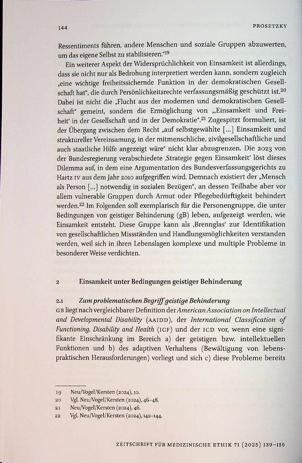 Vorschauseite 6: Einsamkeit unter Bedingungen von geistiger Behinderung – medizinethische Implikationen aus interdisziplinärer Perspektive