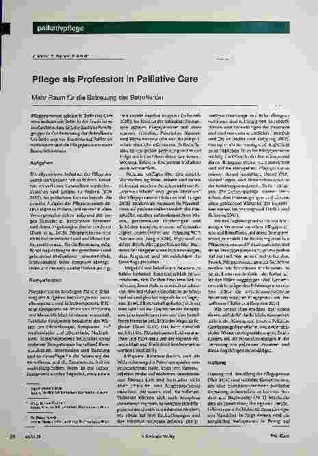 Vorschauseite 1: Pflege als Profession in Palliative Care Mehr Raum für die Betreuung der Betroffenen