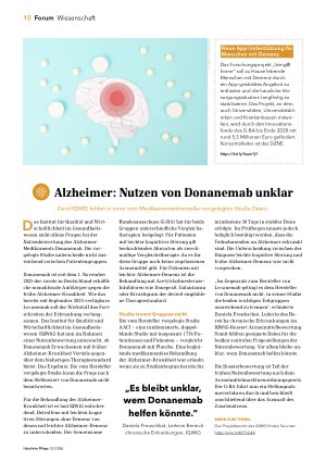 Vorschauseite 1: Alzheimer: Nutzen von Donanemab unklar