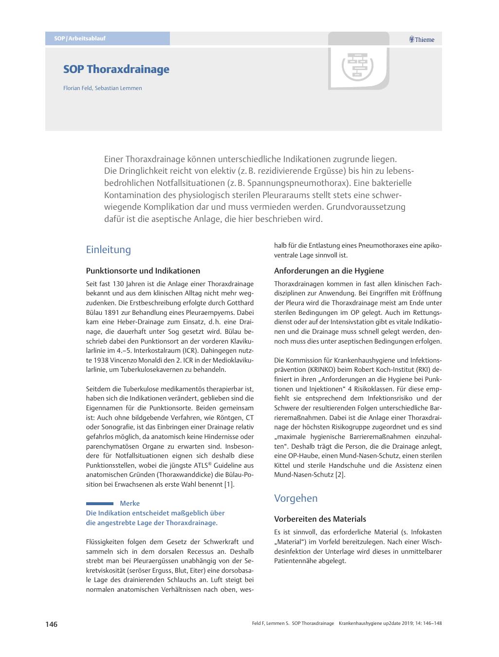 Vorschauseite 1: SOP Thoraxdrainage