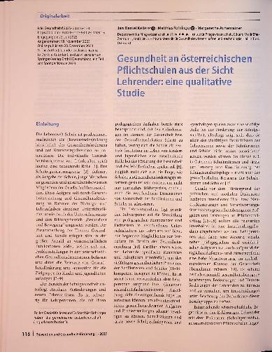Vorschauseite 1: Gesundheit an österreichischen Pflichtschulen aus der Sicht Lehrender: eine qualitative Studie