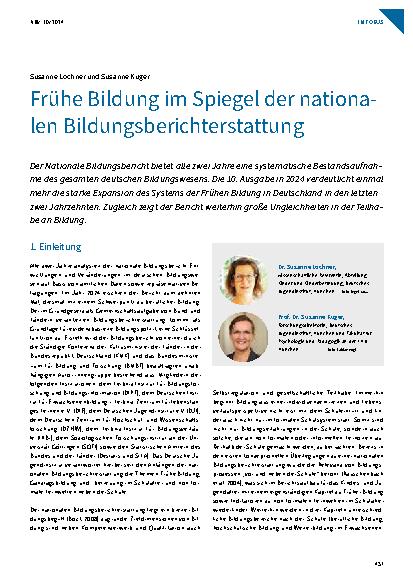 Vorschauseite 1: Frühe Bildung im Spiegel der nationalen Bildungsberichterstattung