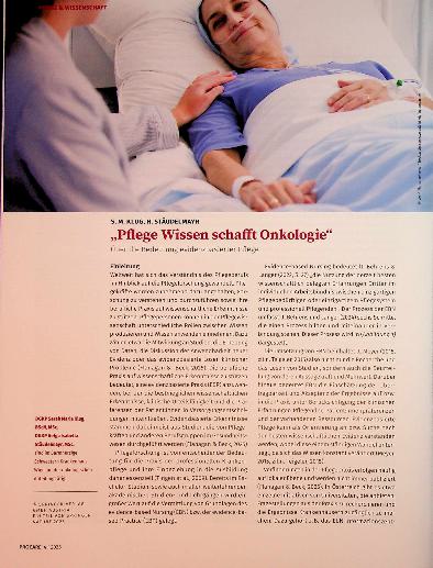 Vorschauseite 1: „Pflege Wissen schafft Onkologie“ Über die Bedeutung evidenzbasierter Pflege