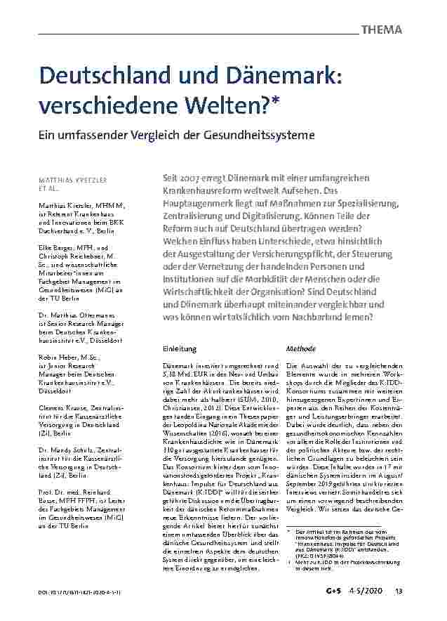 Vorschauseite 1: Deutschland und Dänemark: verschiedene Welten? Ein umfassender Vergleich der Gesundheitssysteme