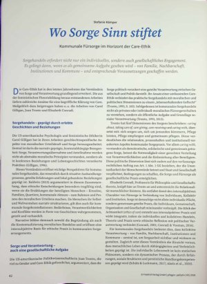 Vorschauseite 1: Wo Sorge Sinn stiftet Kommunale Fürsorge im Horizont der Care-Ethik