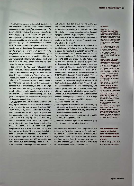 Vorschauseite 2: Palliative Versorgung für Menschen mit fortgeschrittener Demenz