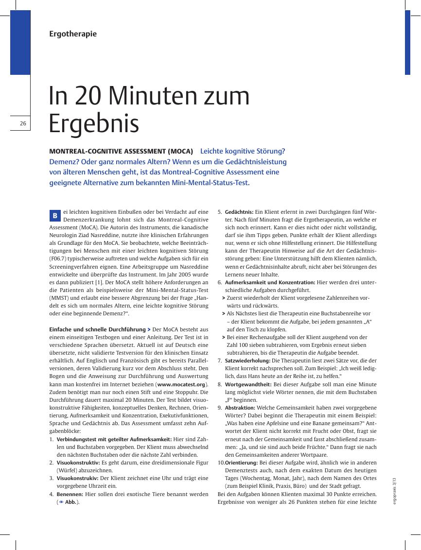 Vorschauseite 1: Montreal-Cognitive Assessment (MoCA) ? In 20 Minuten zum Ergebnis