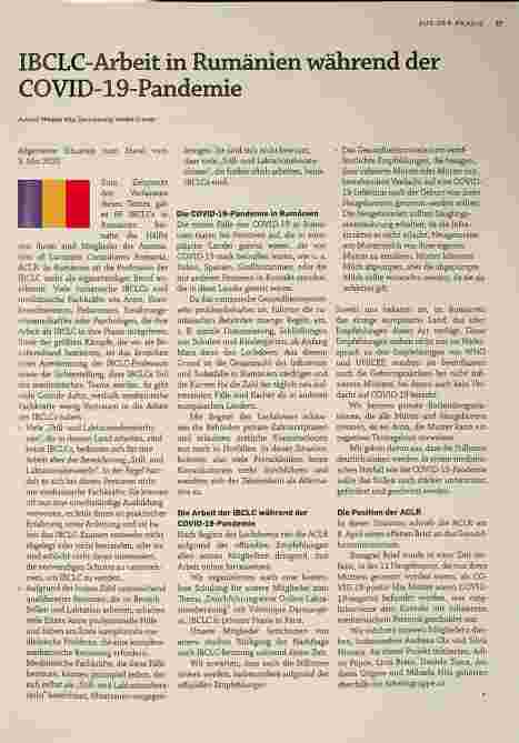 Vorschauseite 1: IBCLC-Arbeit in Rumänien während der COVID-19-Pandemie