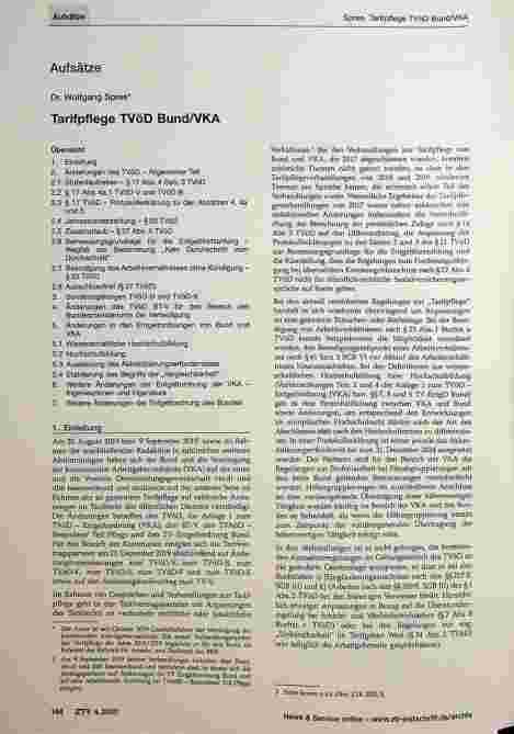 Vorschauseite 1: Tarifpflege TVöD Bund/VKA