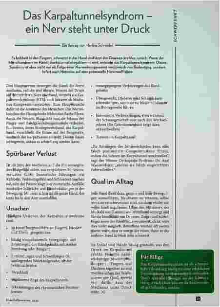 Vorschauseite 1: Das Karpaltunnelsyndrom - ein Nerv steht unter Druck
