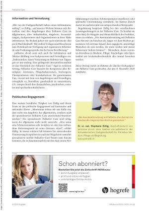 Vorschauseite 2: Lebensqualität trotz unheilbarer Krankheit – dank Palliative Care