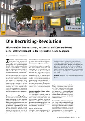Vorschauseite 1: Die Recruiting-Revolution Mit virtuellen Informations-, Netzwerkund Karriere-Events dem Fachkräftemangel in der Psychiatrie clever begegnen
