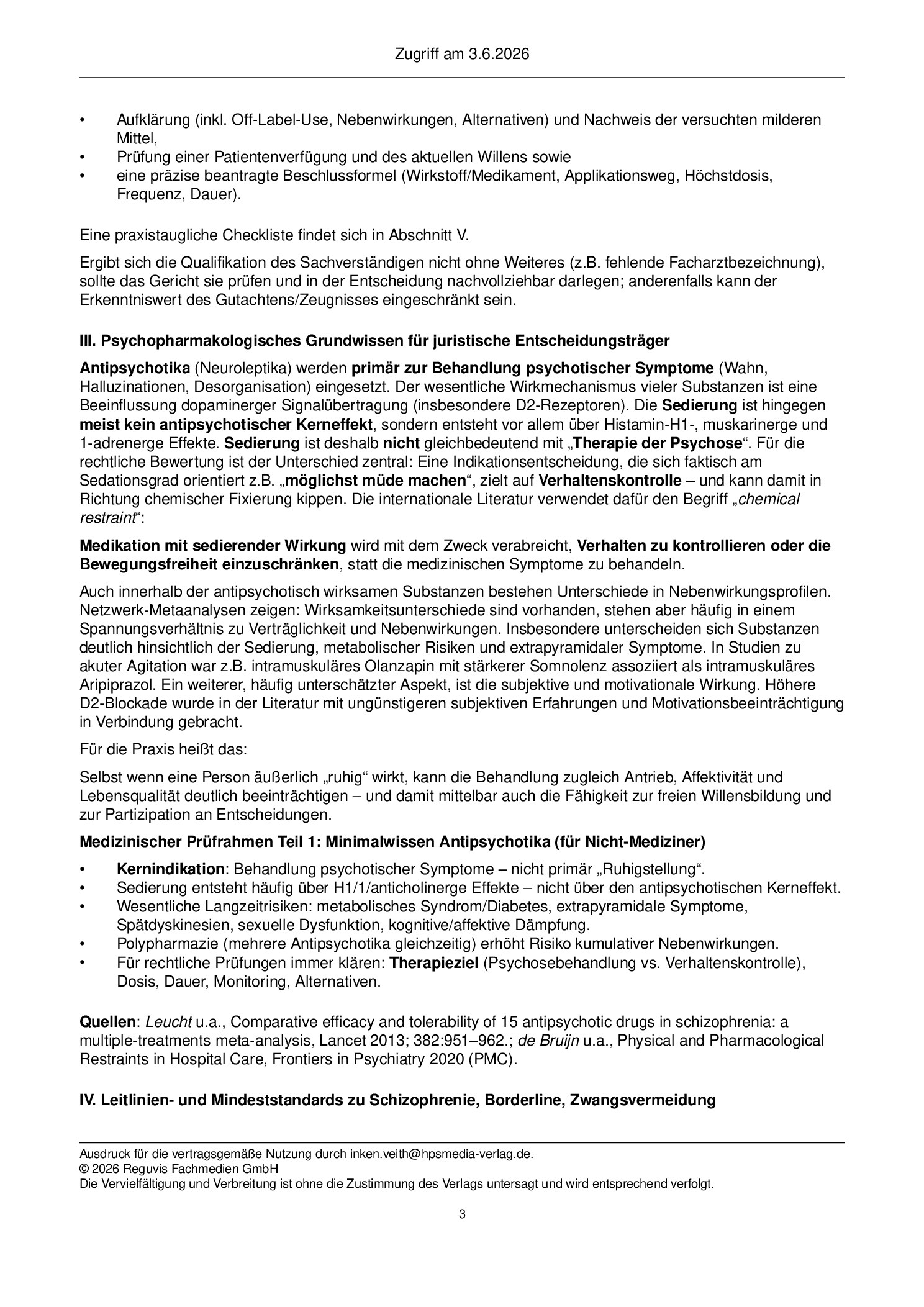 Vorschauseite 3: Sedierende Antipsychotika als Verhaltenskontrolle?