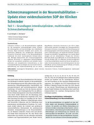 Vorschauseite 1: Schmerzmanagement in der Neurorehabilitation – Update einer evidenzbasierten SOP der Kliniken Schmieder Teil 1 – Grundlagen interdisziplinärer, multimodaler Schmerzbehandlung