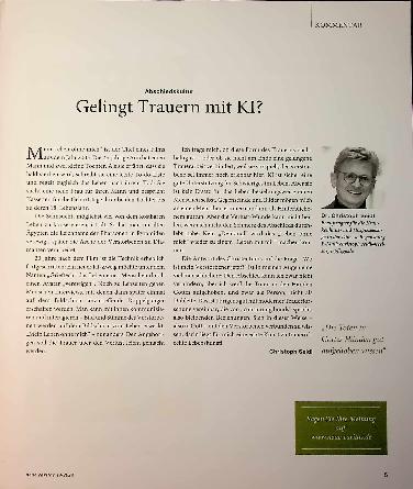 Vorschauseite 1: Gelingt Trauern mit KI?