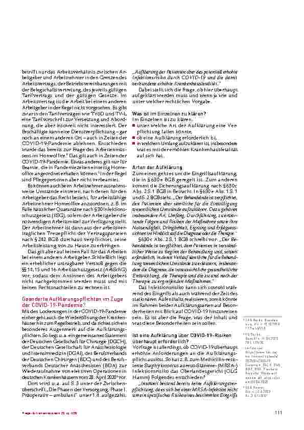 Vorschauseite 2: Weitere Rechtsfragen in der COVID-19-Pandemie im Gesundheitswesen