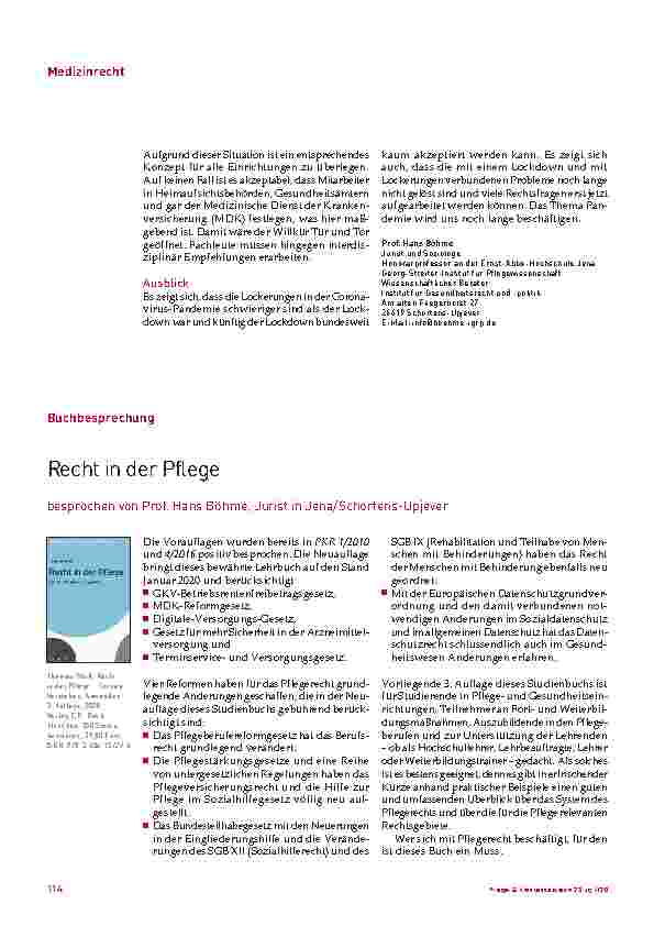 Vorschauseite 5: Weitere Rechtsfragen in der COVID-19-Pandemie im Gesundheitswesen