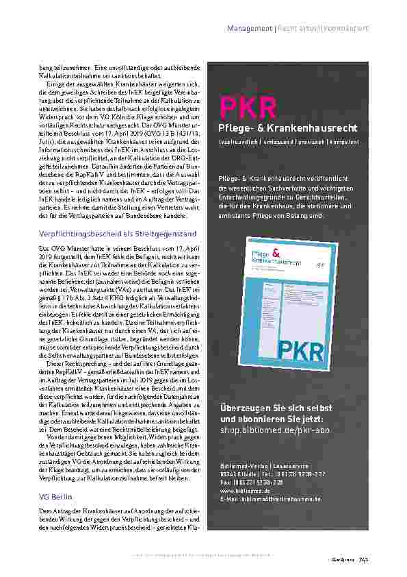 Vorschauseite 2: Krankenhausfinanzierungsgesetz InEK-Kalkulation auf dem Prüfstand