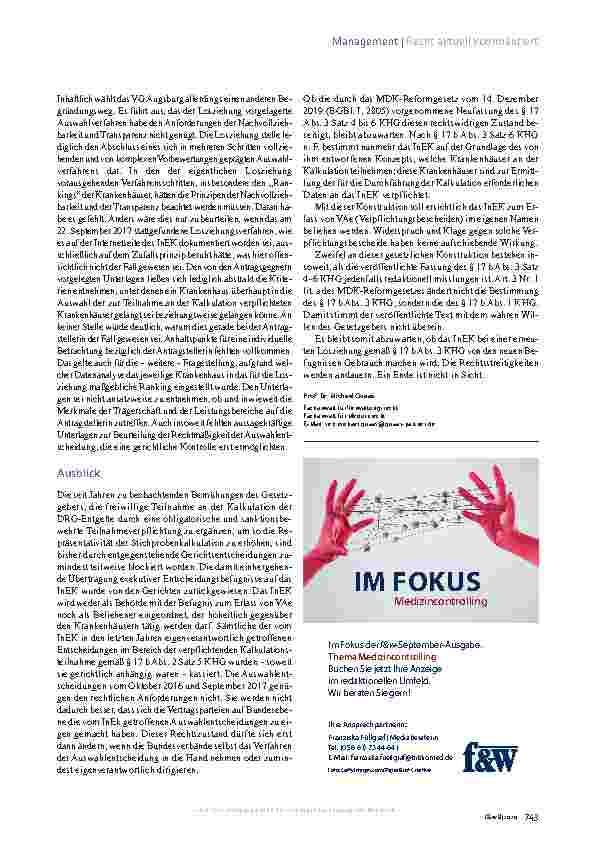 Vorschauseite 4: Krankenhausfinanzierungsgesetz InEK-Kalkulation auf dem Prüfstand
