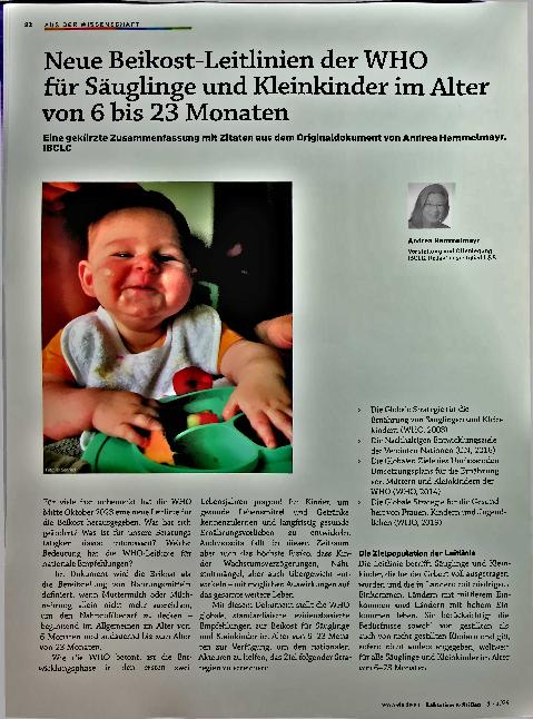 Vorschauseite 1: Neue Beikost-Leitlinien der WHO für Säuglinge und Kleinkinder im Alter von 6 bis 23 Monaten.