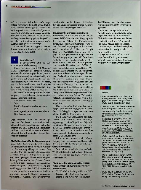 Vorschauseite 3: Neue Beikost-Leitlinien der WHO für Säuglinge und Kleinkinder im Alter von 6 bis 23 Monaten.