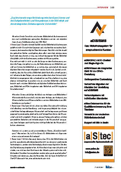 Vorschauseite 4: „Die ungelöste Frage der Weiterfinanzierung erfolgreicher Projekte gefährdet ihre Nachhaltigkeit – zum Schaden der Wissenschaft! “