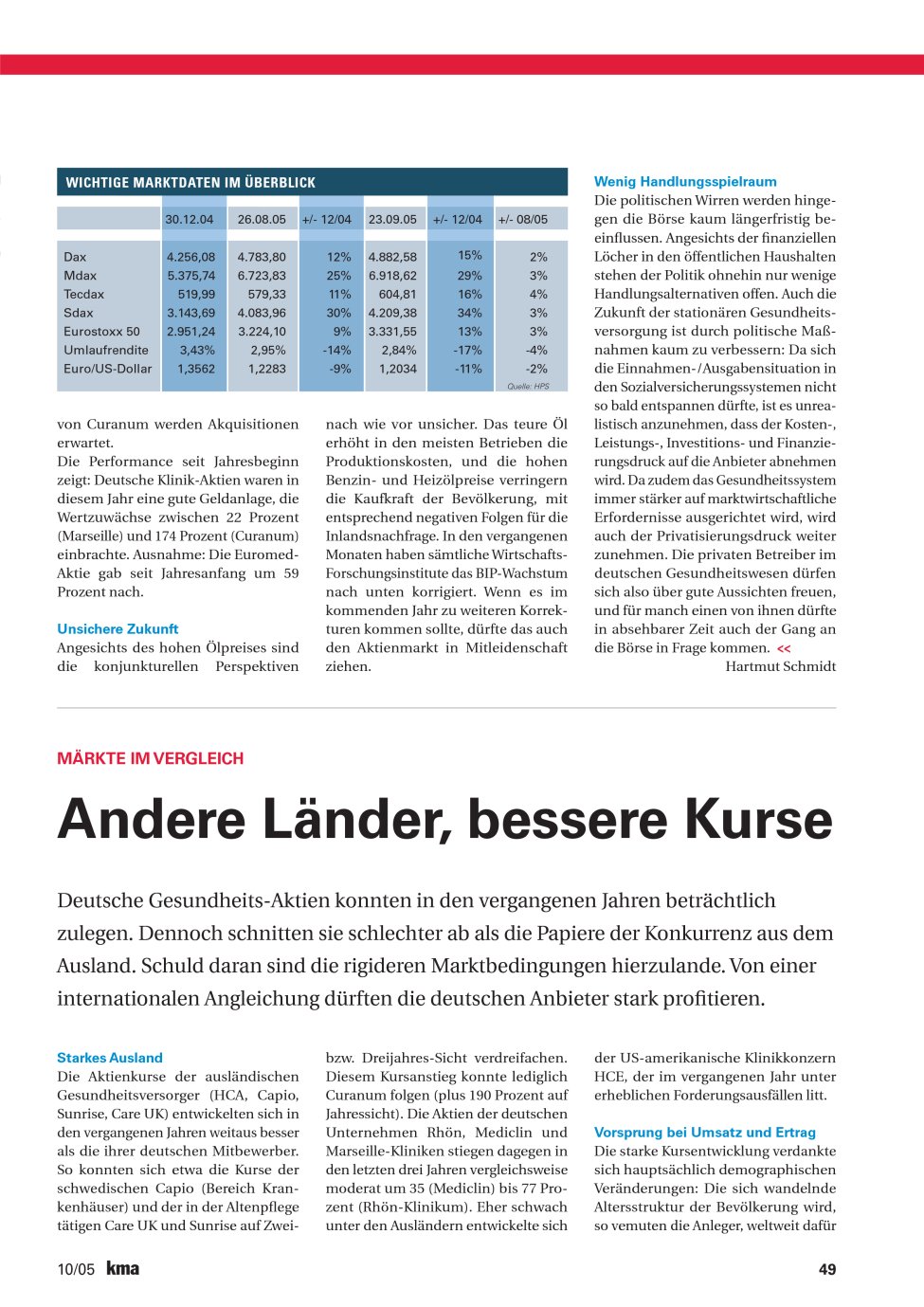 Vorschauseite 1: Andere Länder, bessere Kurse