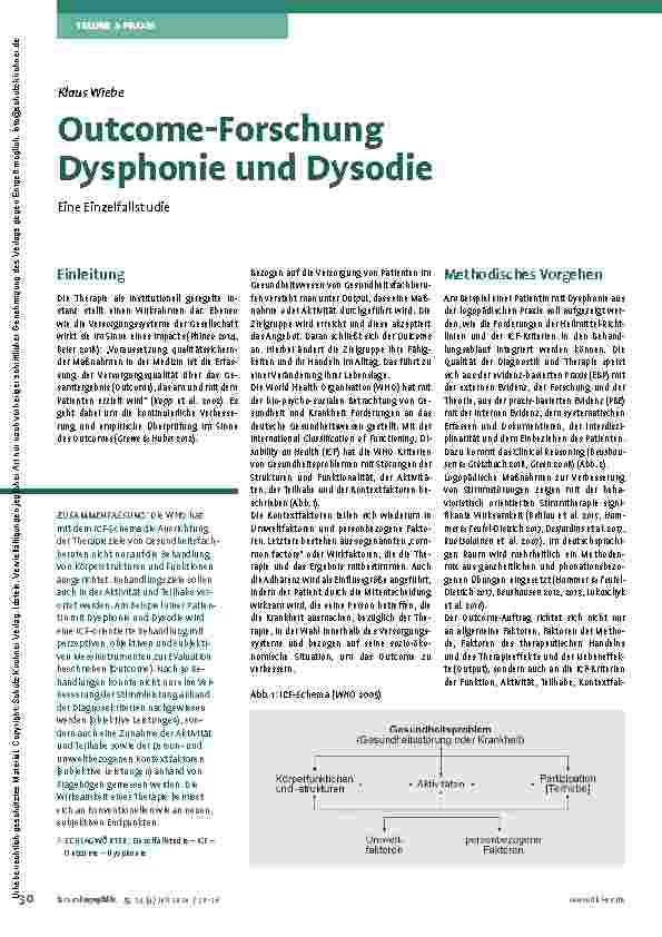 Vorschauseite 1: Outcome-Forschung Dysphonie und Dysodie