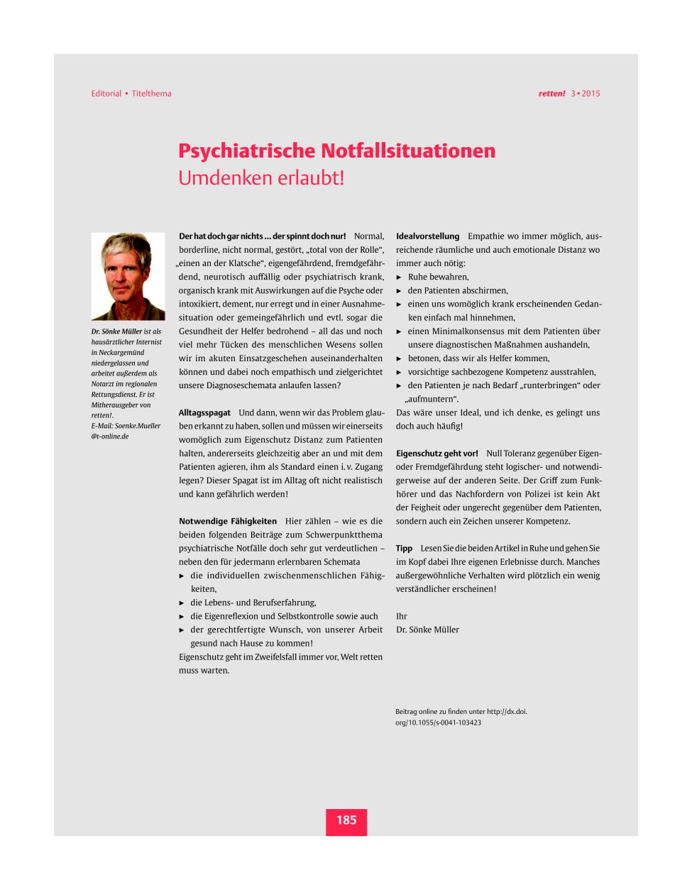 Vorschauseite 1: Psychiatrische Notfallsituationen ? Umdenken erlaubt!