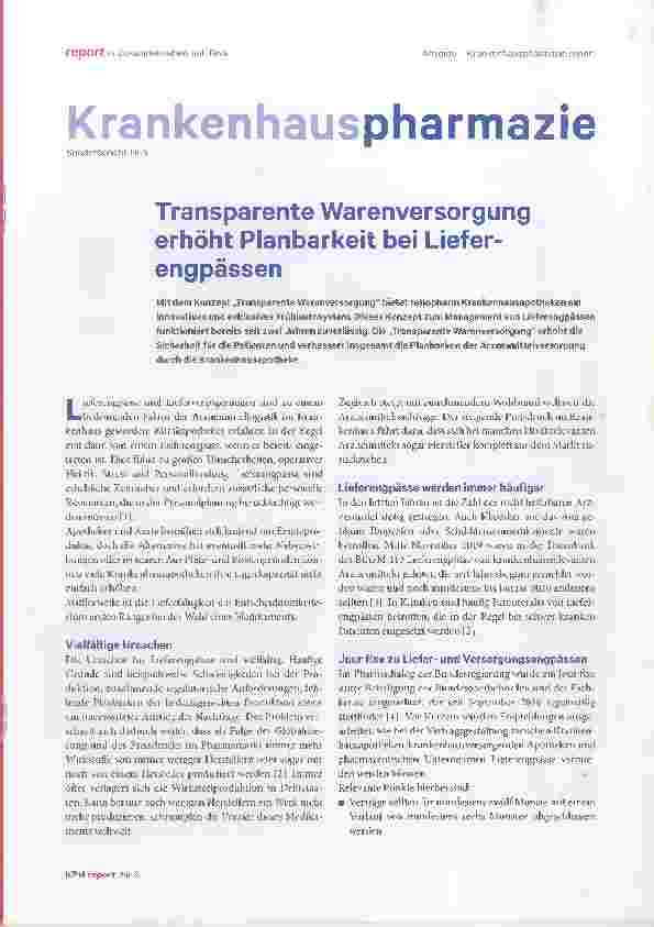 Vorschauseite 1: Transparente Warenversorgung erhöht Planbarkeit bei Lieferengpässen.