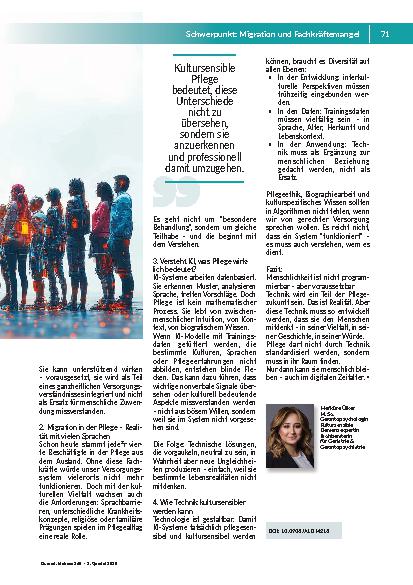 Vorschauseite 2: Zwischen Mensch und Maschine Kultursensible Pflege im Zeitalter von Fachkräftemangel und KI