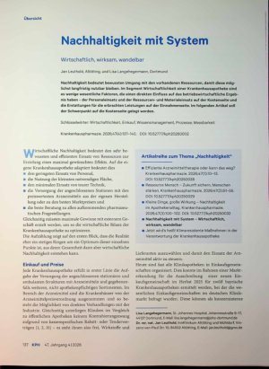 Vorschauseite 1: Nachhaltigkeit mit System Wirtschaftlich, wirksam, wandelbar