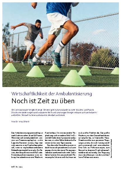 Vorschauseite 1: Wirtschaftlichkeit der Ambulantisierung. Noch ist Zeit zu üben.