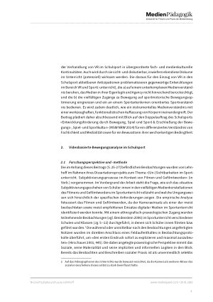 Vorschauseite 4: Von der videobasierten zur VR-basierten Bewegungsanalyse Kritische Antizipationen zum Einzug von Virtual Reality in den Schulsport