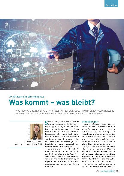 Vorschauseite 1: Trendthemen im Arbeitsschutz: Was kommt – was bleibt?