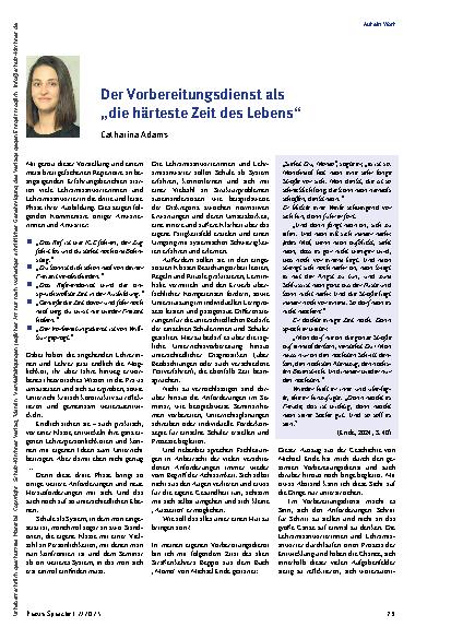 Vorschauseite 1: Der Vorbereitungsdienst als „die härteste Zeit des Lebens“