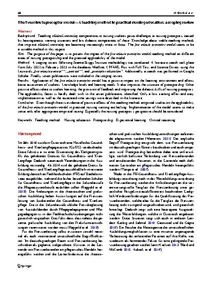 Vorschauseite 2: Das Five-Minute Preceptor Model – eine Lehrmethode in der praktischen Ausbildung in der Gesundheitsund Krankenpflege: ein Scoping Review